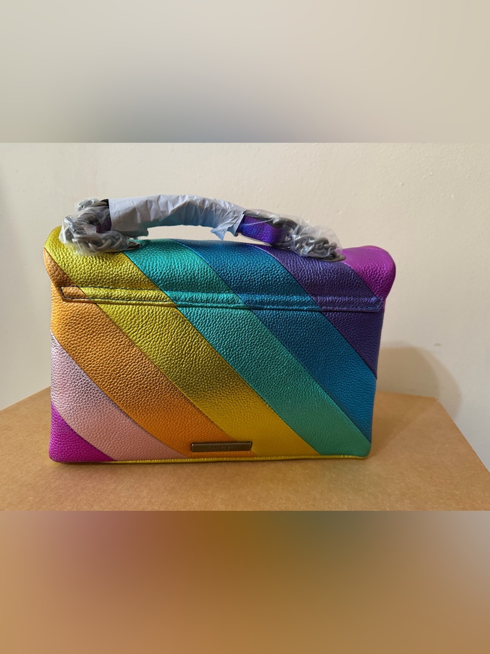 Multi-Color Chevron Leather Top-Handle Bag - Picture 5 of 5